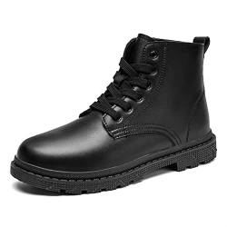 JGSDJWIAS Runde Zehe Stiefel for Männer Derby Spezielle Sohle Cinhide Leder Anti-Rutsch Tragbare rutschfeste Formale Vintage (Color : Black, Size : 46 EU) von JGSDJWIAS