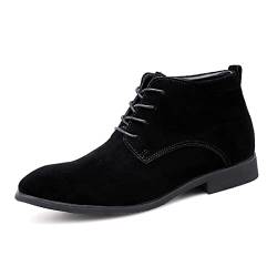 JGSDJWIAS Schnürstiefel for Männer Derby Wildleder Block Heel Wearable Anti-Rutsch Casual Work Classic (Color : Black, Size : 46 EU) von JGSDJWIAS