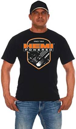 Herren Hemi Powered T-Shirt Schwarz Kurzarm Rundhals Shirt (2X, Schwarz), Schwarz, XX-Large von JH DESIGN GROUP