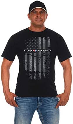 JH DESIGN GROUP Chevy Camaro Herren T-Shirt Schwarz Distressed Amerikanische Flagge - Schwarz - 2X von JH DESIGN GROUP
