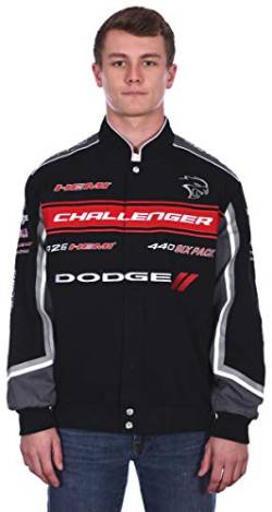 JH DESIGN GROUP Dodge Challenger Herren-Jacke, bestickt, aus Baumwolle, Schwarz, L von JH DESIGN GROUP