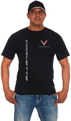 JH DESIGN GROUP Herren Cheverolet Corvette C8 T-Shirt Klassisch Kurzarm Rundhals Shirt, Schwarz, Mittel von JH DESIGN GROUP