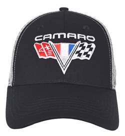 JH DESIGN GROUP Herren Chevy Camaro V-Flaggen Logo Cap Verstellbare Schwarz & Grau Hut, Schwarz und Grau, Einheitsgröße von JH DESIGN GROUP