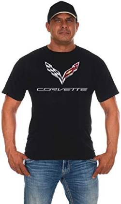 JH DESIGN GROUP Herren Chevy Corvette C7 Schwarz Rundhals T-Shirts in 2 Styles - Schwarz - Groß von JH DESIGN GROUP