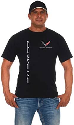 JH DESIGN GROUP Herren Chevy Corvette C7 T-Shirt Klassisch Kurzarm Rundhals Shirt, Schwarz, XL von JH DESIGN GROUP