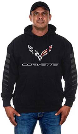 JH DESIGN GROUP Herren Chevy Corvette Pullover Hoodie C7 Logo Sweatshirt, Schwarz, Large von JH DESIGN GROUP