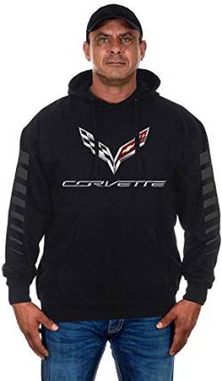 JH DESIGN GROUP Herren Chevy Corvette Pullover Hoodie C7 Logo Sweatshirt, Schwarz, XX-Large von JH DESIGN GROUP