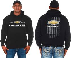 JH DESIGN GROUP Herren Chevy Pullover Hoodie Amerikanische Flagge 2-seitiges Sweatshirt, Schwarz, Medium von JH DESIGN GROUP