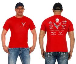 JH DESIGN GROUP Herren Corvette T-Shirt C8 C7 C6 C5 C4 C3 C2 C1 Collage Shirt, Rot/Ausflug, einfarbig (Getaway Solids), L von JH DESIGN GROUP