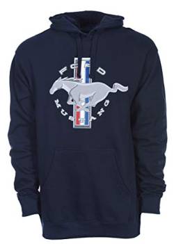 JH DESIGN GROUP Herren Ford Mustang Pullover Marineblau Hoodie Sport Gestreifte Ärmel, Marineblau, Small von JH DESIGN GROUP