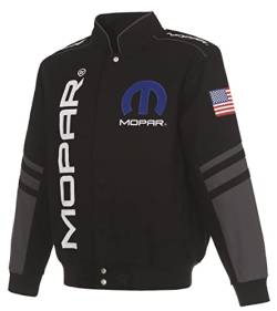 JH DESIGN GROUP Herren Mopar Jacke ein gestickter klassischer Twillmantel, Bsc1 schwarz, Large von JH DESIGN GROUP