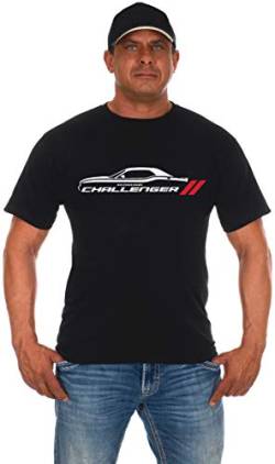 JH DESIGN GROUP Herren T-Shirt Dodge Challenger Car, kurzärmlig, Rundhalsausschnitt, Schwarz - Schwarz - 2X von JH DESIGN GROUP