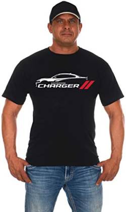 JH DESIGN GROUP Herren T-Shirt Dodge Charger Silhouette, kurzärmlig, Rundhalsausschnitt - Schwarz - Mittel von JH DESIGN GROUP