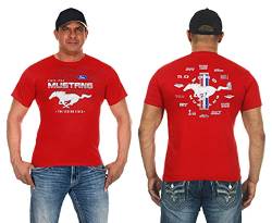 JH DESIGN GROUP JH Design Herren T-Shirt Ford Mustang Collage Kurzarm Rundhalsausschnitt in 4 Farben, Rot/Ausflug, einfarbig (Getaway Solids), L von JH DESIGN GROUP