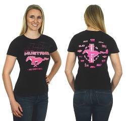 JH Design Damen Ford Mustang T-Shirt in 3 Stilen Kurzarm Rundhals Shirts, Clg4-schwarz/Pink, Groß von JH DESIGN GROUP