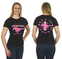 JH Design Damen Ford Mustang T-Shirt in 3 Stilen Kurzarm Rundhals Shirts, Clg4-schwarz/Pink, Mittel von JH DESIGN GROUP
