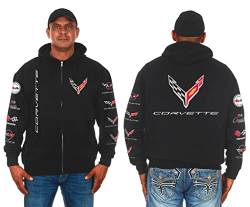 JH Design Group Herren Chevy Corvette C8 Collage Zip-Up Hoodie schwarz Sweatshirt, Black, Large von JH DESIGN GROUP