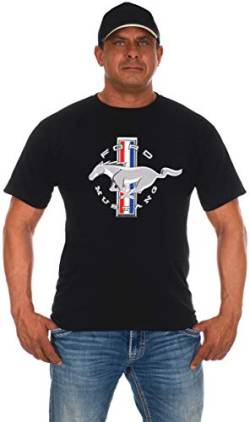 JH Design Group Herren T-Shirt Ford Mustang, kurzärmlig, Rundhalsausschnitt - Schwarz - Groß von JH DESIGN GROUP