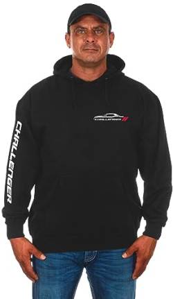 JH Design Herren Dodge Challenger Classic Schwarz Pullover Hoodie Sweatshirt, Schwarz, XX-Large von JH DESIGN GROUP