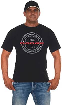 JH Design Herren Dodge Logo T-Shirt Schwarz Kurzarm Rundhals Shirt, schwarz, Mittel von JH DESIGN GROUP