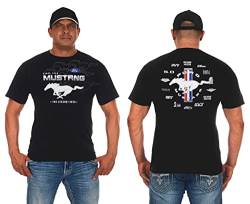 JH Design Herren Ford Mustang T-Shirt in 8 tollen Stilen ein Kurzarm Rundhals Shirt - Schwarz - Groß von JH DESIGN GROUP