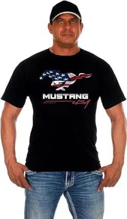 JH Design Herren Ford Mustang USA T-Shirt Kurzarm Rundhals Shirt, Schwarz, XL von JH DESIGN GROUP