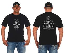 JH Design Herren Shelby Cobra T-Shirt mit Rundhalsausschnitt, kurzärmelig, 2 Farben, Shelby-schwarz, Groß von JH DESIGN GROUP