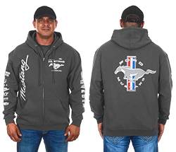 Jh Design Herren Ford Mustang Hoodies in 5 Stilen Pullover & Full Zip Up, Clg2-Charcaol Grau, Small von JH DESIGN GROUP