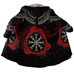 JHBTFQ Wikinger Tattoo Kostüm Herren Kleidung Kunstkaschmir Kapuzenmantel Nordischer Wintermantel Mittelalter Ritter Wärmere Jacke,Aegishjalmur,3XL von JHBTFQ