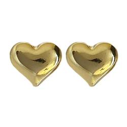 Goldene Herz-Ohrringe für Frauen, klobige Herzohrring-Ohrstecker, Liebesherzform für Frauen, Ohrringe, niedliche Herz-Ohrstecker, 1 pair von JHIALG