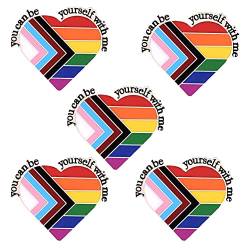 JHIALG Herz-Regenbogen-Emaille-Anstecknadel, "You Can Be Yourself With Me", LGBT-Pride, Gay-Anstecknadeln für Frauen und Mädchen von JHIALG