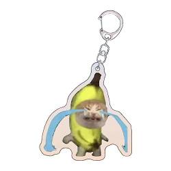 JHIALG Lustiger und niedlicher Bananenkatzen-Schlüsselanhänger, weinende Geräusche, Schlüsselanhänger für Rucksäcke, Handtaschen für Kinder und Erwachsene von JHIALG