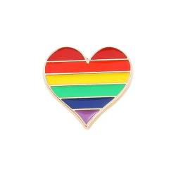 Regenbogen-Pride-Broschen, Anstecknadeln mit Regenbogen-Flagge, Emaille, LGBT, Gay-Pins, Herz-Anstecker für Cl-Abzeichen, 1 Stpck von JHIALG