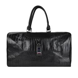 Reisetasche für Damen und Herren, Leder, Handgepäcktasche, Wochenendtasche, wasserabweisend, Schwarz-5, Medium, modisch von JI YA LI