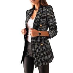 JIAALU Damen Blazer Elegant Damen Basic Reverskragen Blazerjacke Damen Cardigan Freizeit Business Jacke Revers Büro Business Formal Blazer Slim Fit Langärmelig Outwear für Arbeit Büro Sakko von JIAALU