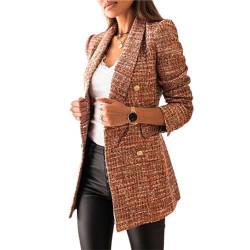 JIAALU Damen Blazer Elegant Damen Basic Reverskragen Blazerjacke Damen Cardigan Freizeit Business Jacke Revers Büro Business Formal Blazer Slim Fit Langärmelig Outwear für Arbeit Büro Sakko von JIAALU