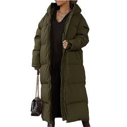 JIAALU Damen Daunenjacke Lang Mantel Steppmantel Verdickter Kapuzenmantel Winter Warm Winddicht Jacke Outdoorjacke Damen Winterjacke Casual Wintermantel von JIAALU