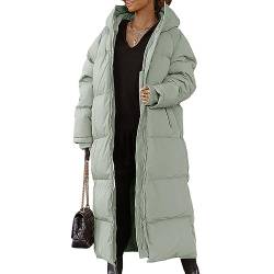 JIAALU Damen Daunenjacke Lang Mantel Steppmantel Verdickter Kapuzenmantel Winter Warm Winddicht Jacke Outdoorjacke Damen Winterjacke Casual Wintermantel von JIAALU