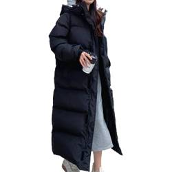 JIAALU Damen Daunenjacke Lang Mantel Steppmantel Verdickter Kapuzenmantel Winter Warm Winddicht Jacke Outdoorjacke Damen Winterjacke Casual Wintermantel von JIAALU