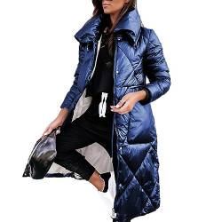 JIAALU Damen Daunenjacke Lang Mantel Steppmantel Verdickter Kapuzenmantel Winter Warm Winddicht Jacke Outdoorjacke Damen Winterjacke Casual Wintermantel von JIAALU