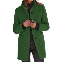 JIAALU Damen Mantel Winter Warme Wintermantel Damen-Fleecemantel in mittlerer Länge mit Kapuze Trenchcoat Outwear Mit Taschen Zweireihige Revers Winterjacke Winter Elegant Outdoorjacke von JIAALU