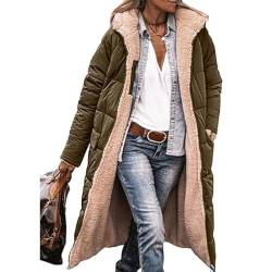 JIAALU Damen Warm Doppelseitige Plüsch Wintermäntel Auf Beiden Seiten Parka mit Fell Kapuze Warm Sherpa Fleece Gefütterter Frauen Oberbekleidung Outdoorjacke Steppjacke Steppmantel von JIAALU