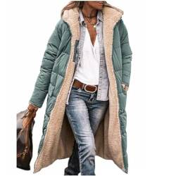 JIAALU Damen Warm Doppelseitige Plüsch Wintermäntel Auf Beiden Seiten Parka mit Fell Kapuze Warm Sherpa Fleece Gefütterter Frauen Oberbekleidung Outdoorjacke Steppjacke Steppmantel von JIAALU