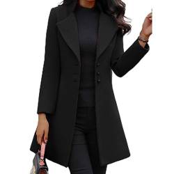 JIAALU Damen Winter Blazer Mantel Lang Wollmante Warme üBergangsjacke Langen Wollmantel Blazer Jacke Herbst Winter Jacke Wintermantel Damen Lang Einfarbig Blazer von JIAALU