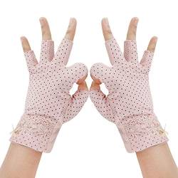 Damen Sommer Halbfinger Handschuhe Baumwolle Fahrradhandschuhe Kurz Spitzenhandschuhe Anti-Rutsch, Anti-UV Schutz, Dünn Sonnenschutz Fäustlinge Gloves für Fahren Outdoor Motorrad Radfahren (Rosa) von JIAHG