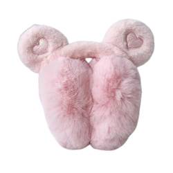 Damen Winter Ohrenschützer Mädchen Warme Plüsch Ohrenwärmer verstellbar Outdoor Ohrabdeckungen Ohrwärmer Kinder Mädchen Jungen Earmuffs (Kleiner Bär, rosa) von JIAHG