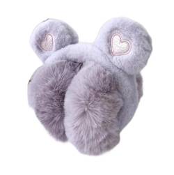 Damen Winter Ohrenschützer Mädchen Warme Plüsch Ohrenwärmer verstellbar Outdoor Ohrabdeckungen Ohrwärmer Kinder Mädchen Jungen Earmuffs (Kleiner Bär, violett) von JIAHG