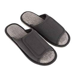 JIAHG Diabetiker Hausschuhe Damen Arthritis à–dem geschwollene Füße Pantoffeln Orthopädische Herren Easy Close Wide Verstellbar rutschfeste Open Toe Slipper,Dunkelgrau,43/44 EU (Herstellergröße 44/45) von JIAHG