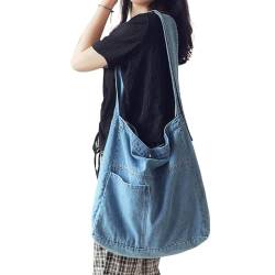 JIAHG Handtasche Damen Umhängetasche Denim Taschen Tote Bag Groß Shopper Schultertasche Casual Crossbody Bag für Schule Büro Arbeit Einkauf Reisen von JIAHG