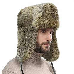 JIAHG Herren Winter Fliegermütze Trappermütze Winddicht Wintermütze Earflap Trapper Mütze Warm Kunstfell Pelzmütze Männer Fellmütze Russenmütze Bomber Hüte Ohrenklappe Schneekappen von JIAHG